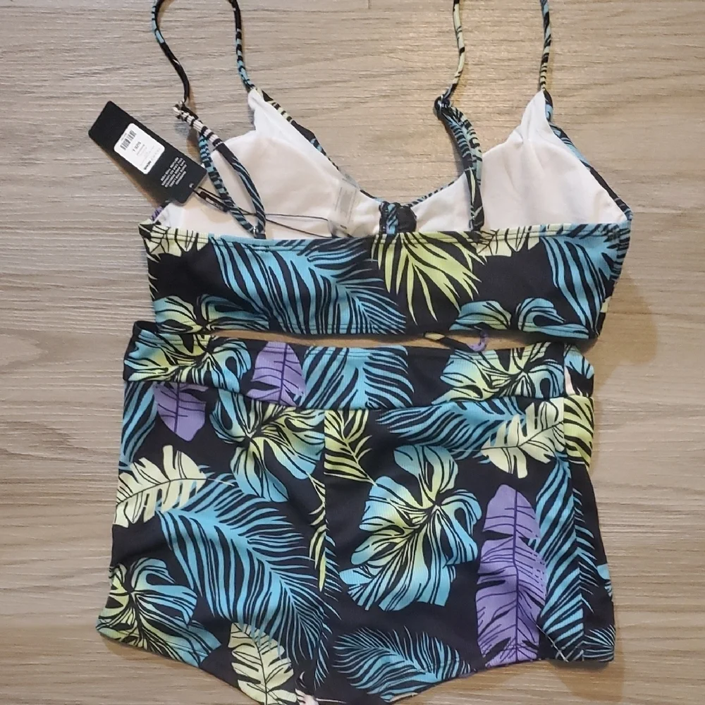 Fashion Nova Blue and Black Leaf Bikini - Picture 3 of 3